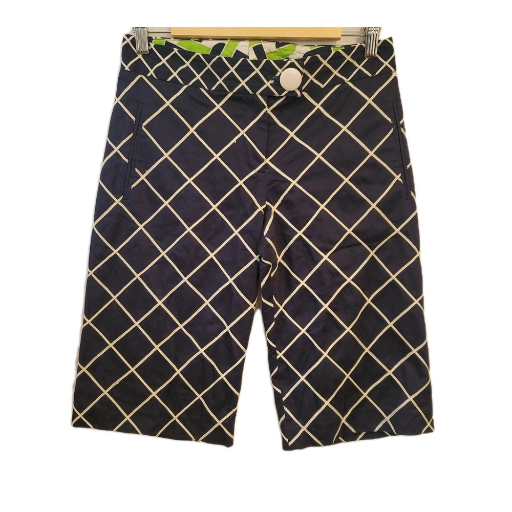 Elizabeth Mckay Blue White Textured Bermuda Shorts 4 Summer Golf Preppy Beach